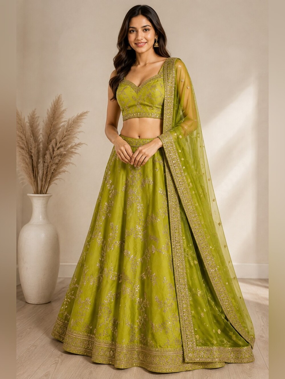 Light Green Embroidered Lehenga Choli – US 6 Small